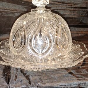 Elegant Crystal Glass Butter Dish
